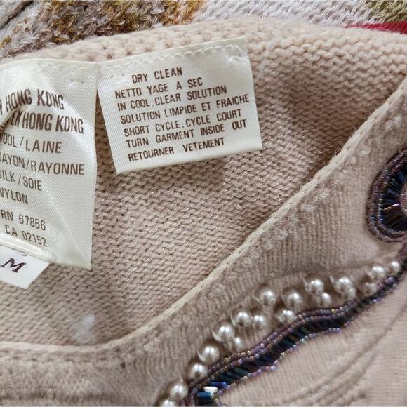 MARC D'ALCY Wool and Silk Blend beaded and pearl embellished sweater tank size M - Picture 11 of 11